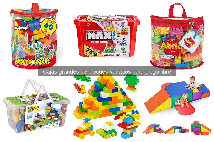 Comparativa de cajas grandes de bloques para juego libre