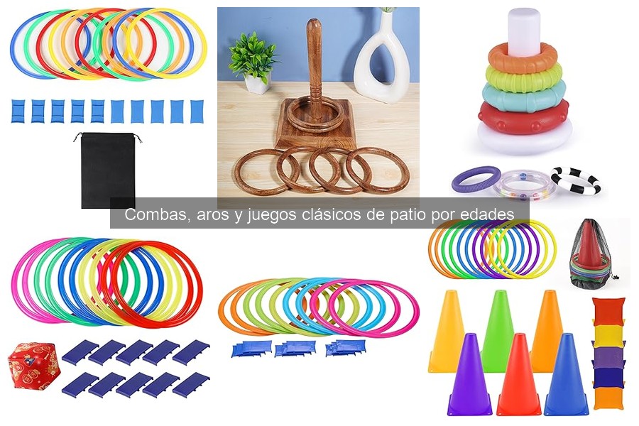 Comparativa de combas, aros y juegos clásicos para niños