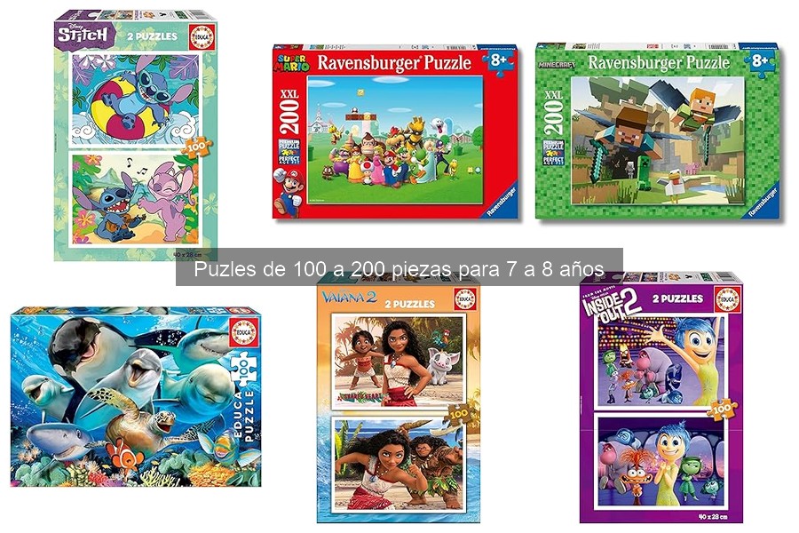 Dónde comprar puzles de 100 a 200 piezas para niños de 7 a 8 años